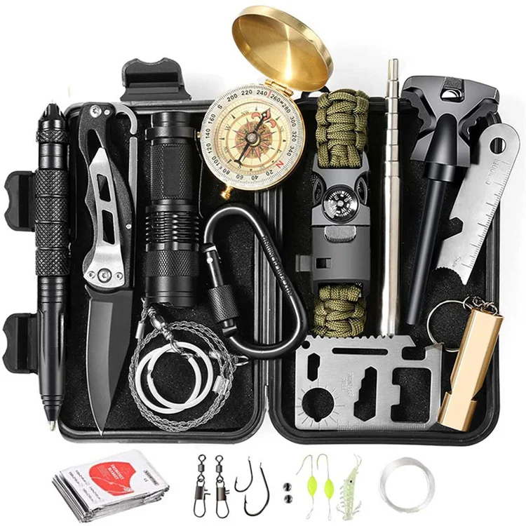 Wedacraftz 14 In 1 Outdoor Camping Accessories Multifunction Wilderness SOS Edc Emergency Survival tools Kit box