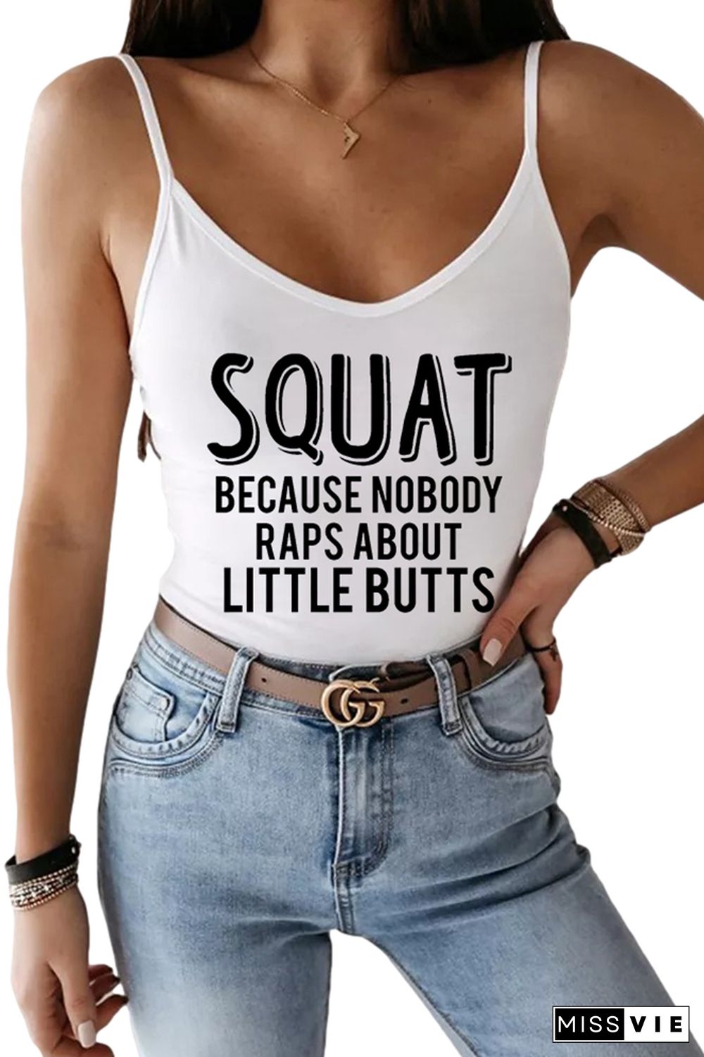 Squat Because Nobody Raps About Little Butts Printed Slip Tank Top Wholesale