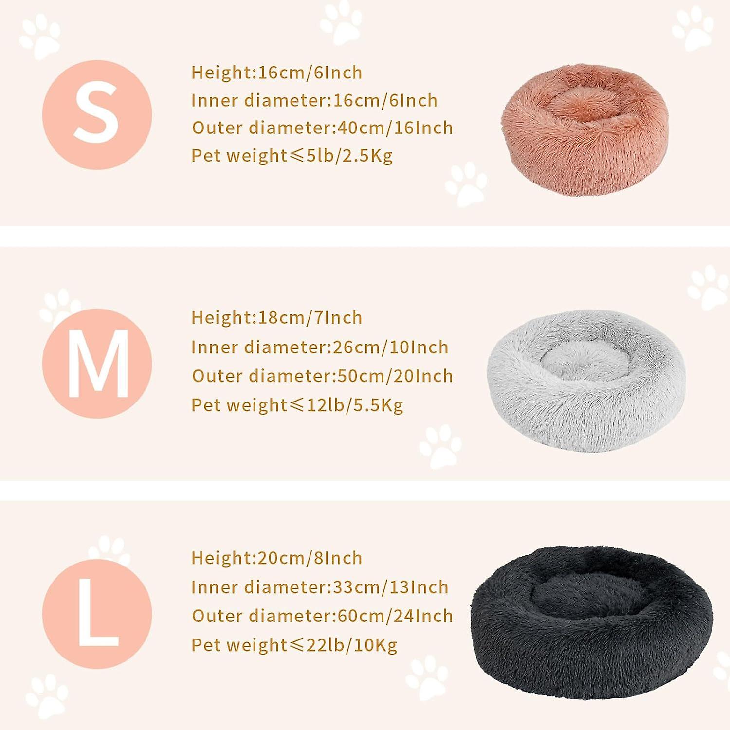 Dog Bed 40cm Cat Bed Washable Dog Bed Anti-slip Round Plush Pet Bed Round Cushion For Cat Dog (s-dark Grey)