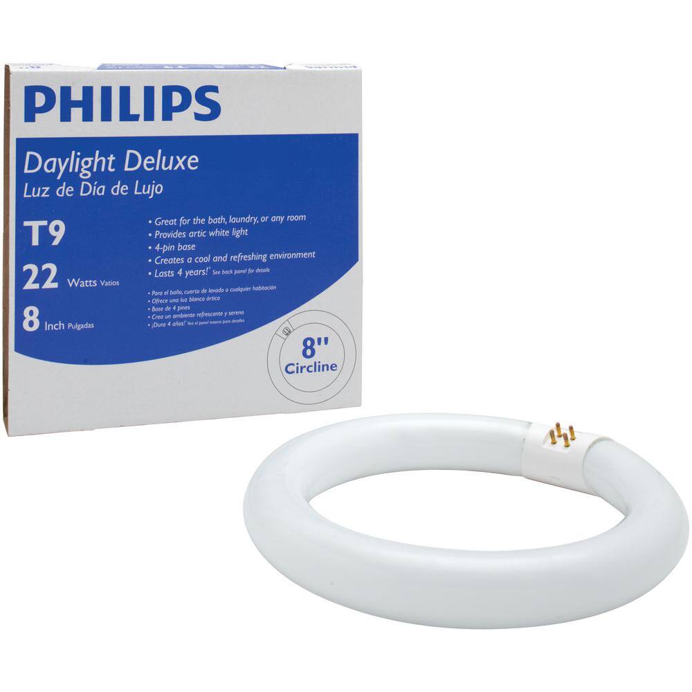 Philips 22-Watt 8 in. Linear T9 Fluorescent Tube Light Bulb Daylight Deluxe (6500K) Circline (1-Pack) 392357