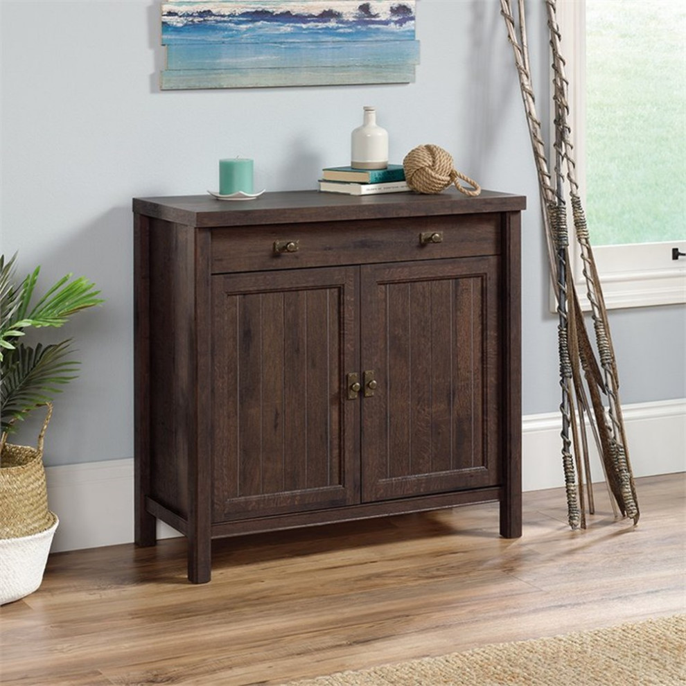 Sauder Costa Engineered Wood Library Base Cabinet in Coffee Oak Finish   Transitional   Accent Chests And Cabinets   by Homesquare  Houzz