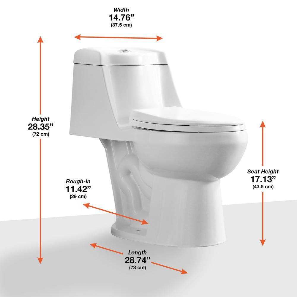 Glacier Bay Fenwick 1-Piece 1.6 GPF1.1 GPF Dual Flush Elongated Toilet in White GBTO104