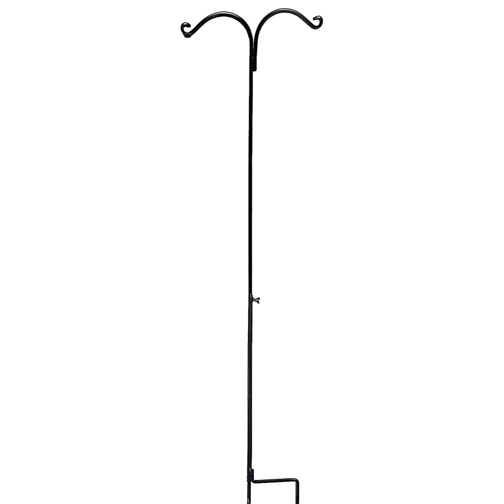 Ashman Adjustable Steel Ground Stake Shepherd's Hook 91 Inch 2 Sided, Black