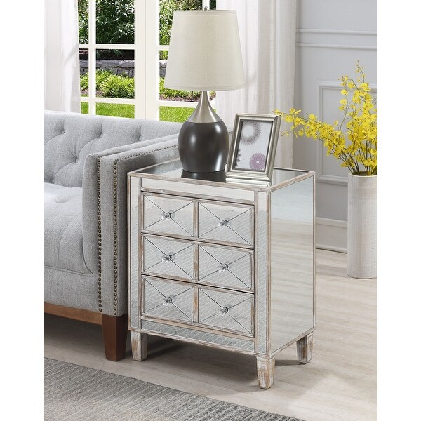 Silver Orchid Bertram 3-drawer Mirrored End Table