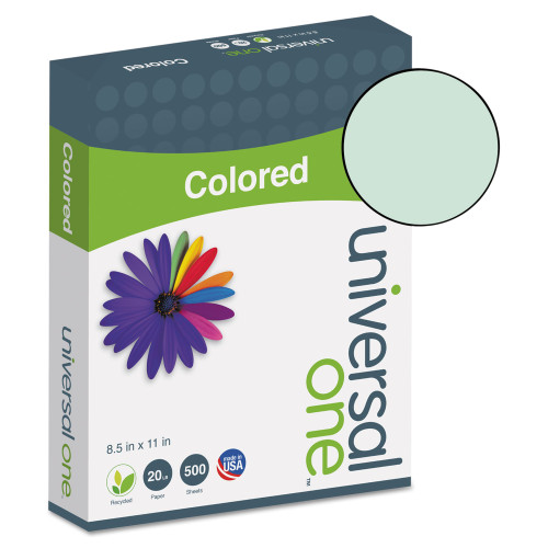 Universal Deluxe Colored Paper， 20lb， 8.5 x 11， Green， 500/Ream (11203)