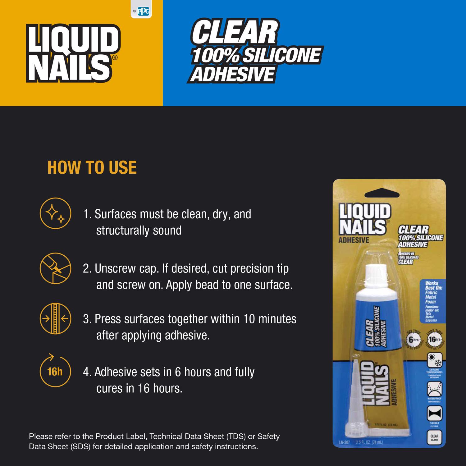 Liquid Nails Clear Small Projects High Strength Silicone Adhesive 2.5 oz