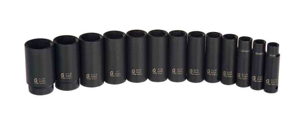 13 pc. 1/2 In. Drive SAE Deep Impact Socket Set ;