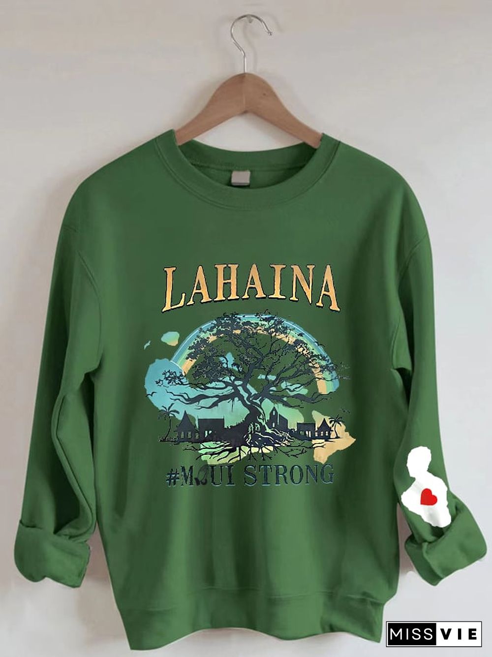 Women's Lahaina Strong Hawaii Lahaina Banyan Tree Print Crew Neck Sweatshirt