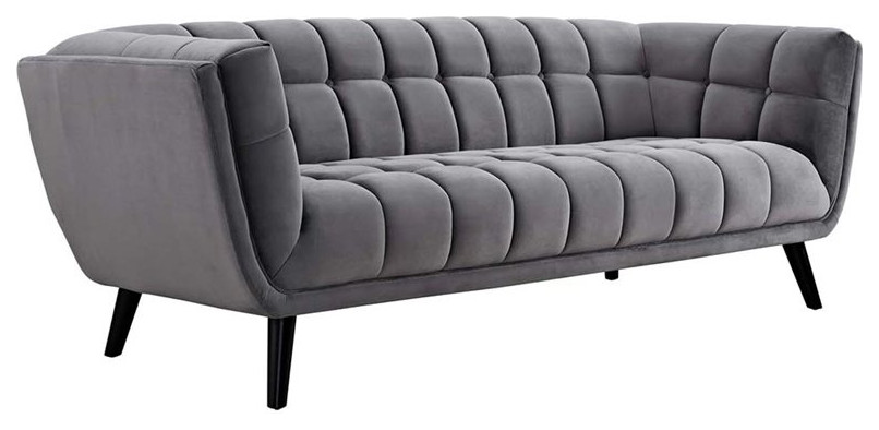 Modway Bestow 2 Piece Modern Chic Luxe Performance Velvet Sofa Set in Gray   Midcentury   Living Room Furniture Sets   by Homesquare  Houzz