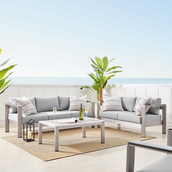 Shore Sunbrella Fabric Outdoor Patio Aluminum 3 Piece Set