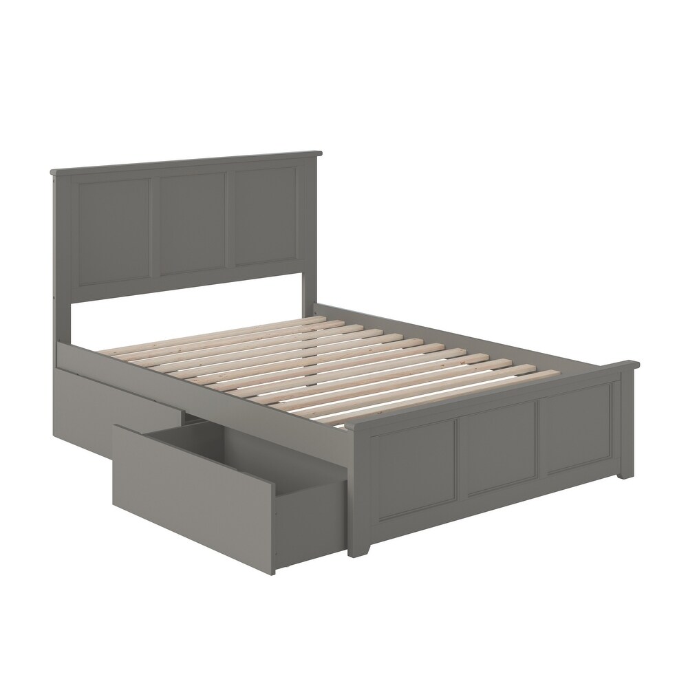 Madison Full Platform Bed with 2 Storage Drawers in Gray