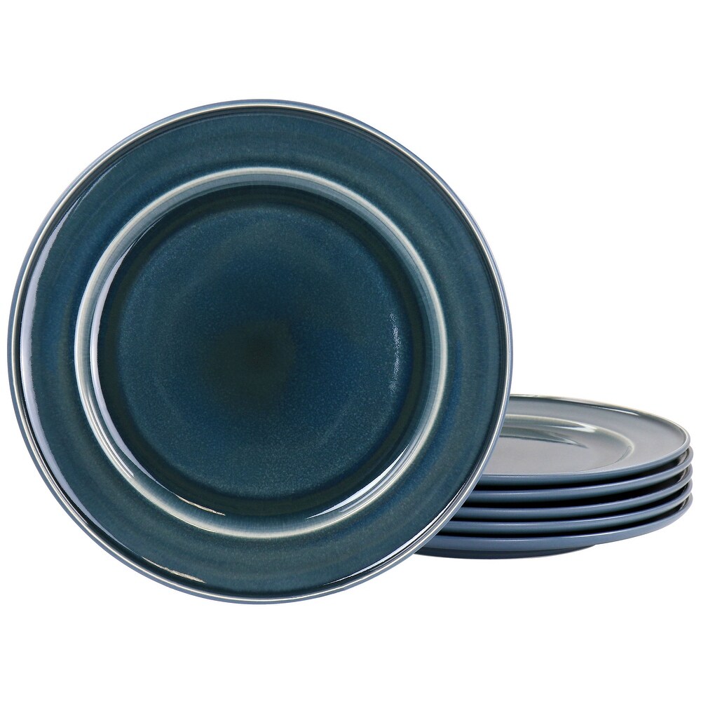 Martha Stewart 10.5 Inch Speckle Glazed 6 Piece Dinner Plate Set in Blue   10.70 Inches