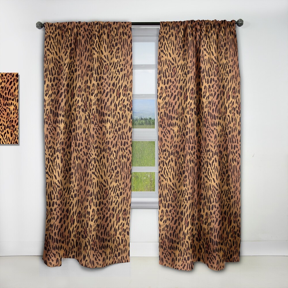 Designart 'Leopard Fur Safari III' Mid Century Modern Blackout Curtain Single Panel