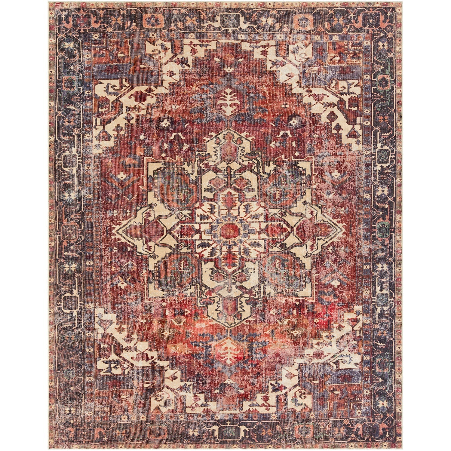 Amelie Rug in Rust & Dark Green