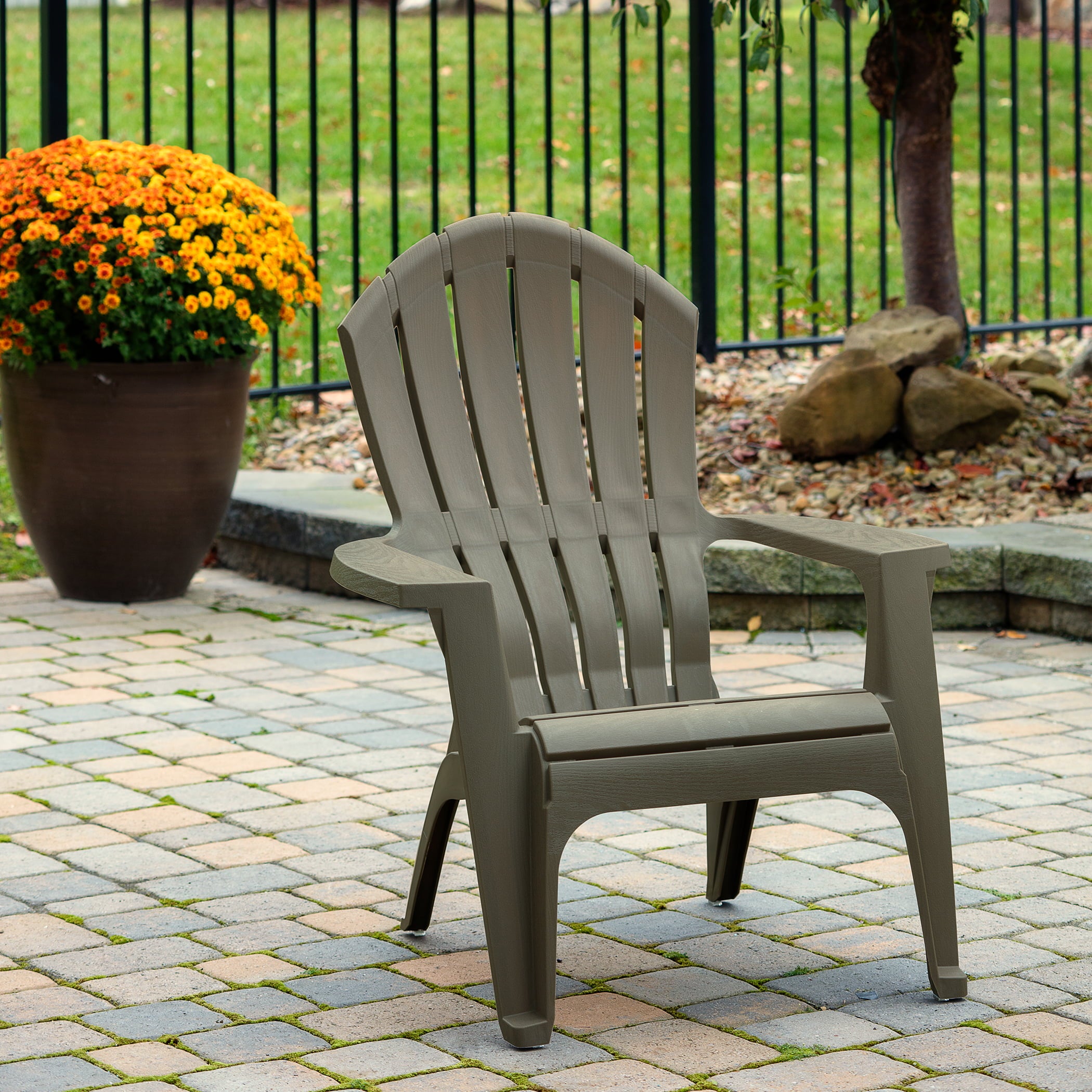 Adams Manufacturing RealComfort Outdoor Resin Stackable Adirondack Chair  Gray