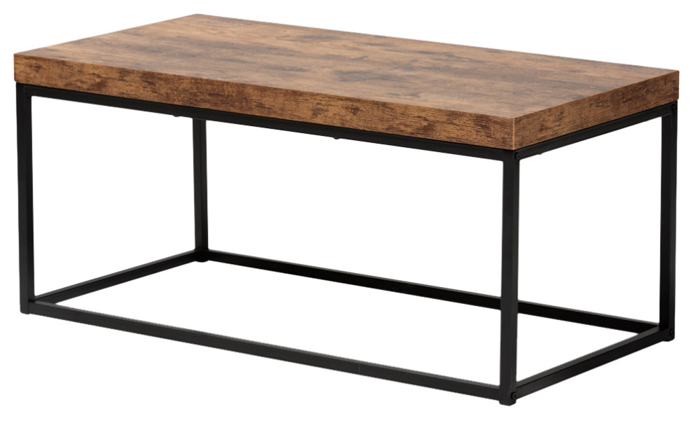 Rey Industrial Walnut Brown Finished Wood and Black Metal   Industrial   Coffee Tables   by Baxton Studio  Houzz