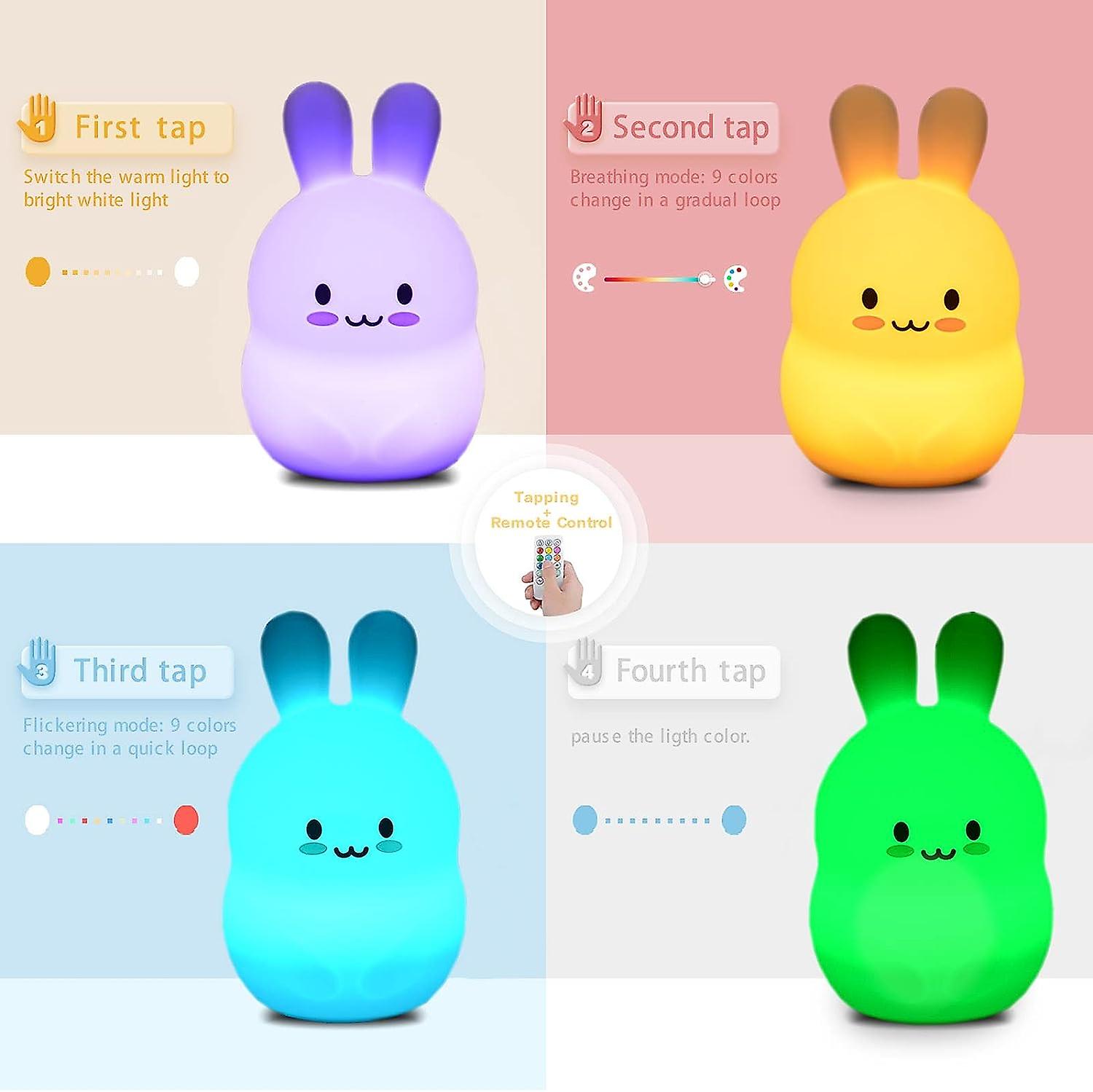 Big Rabbit Night Light Baby Night Light Child Lamp Led Night Light 9colors Baby Night Light Usb Silicone Night Light Adult Gift Child Christmas Gift