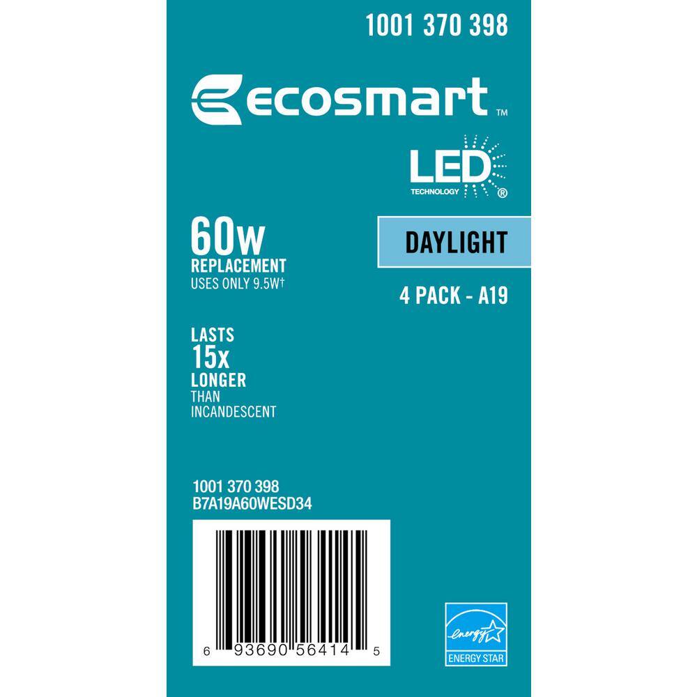 EcoSmart 60-Watt Equivalent A19 Dimmable ENERGY STAR LED Light Bulb Daylight (16-Pack) B7A19A60WESD34