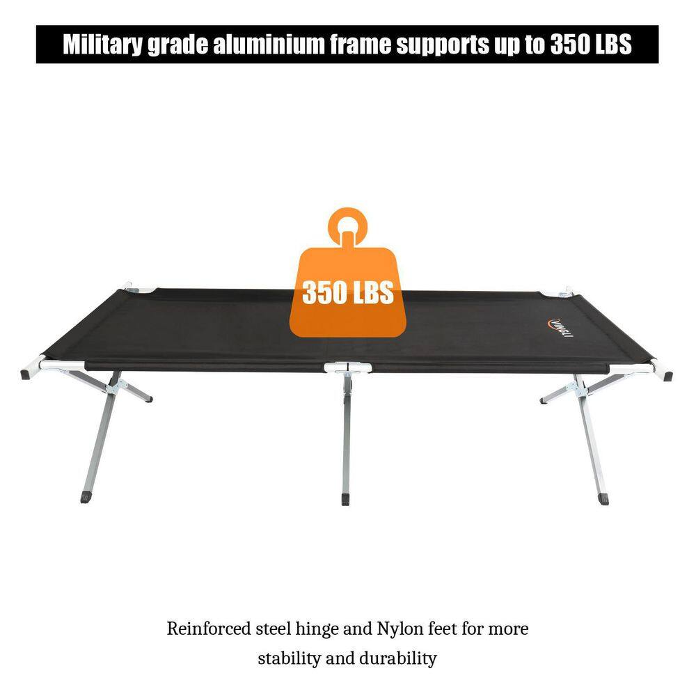 VINGLI MilitaryArmy Aluminum Black Folding Camping Cot with Travel Bag VL-G58000102