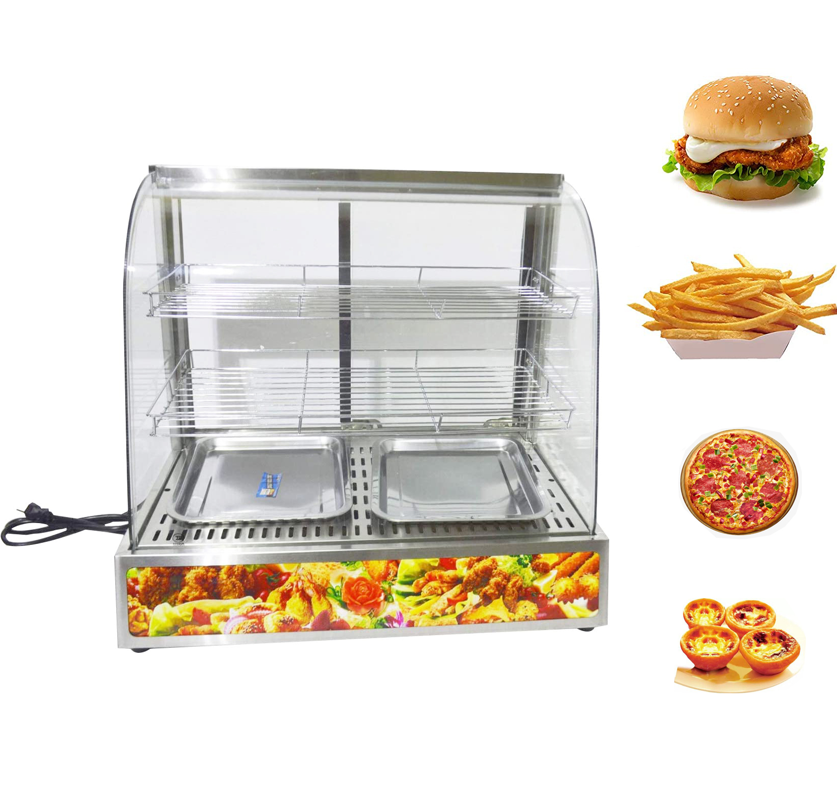 INTSUPERMAI Electric Food Warmer Display Showcase for Egg Tart Pizza