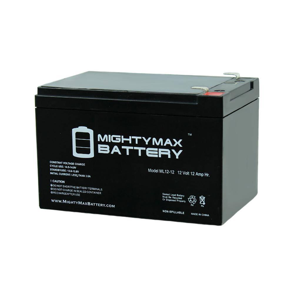 MIGHTY MAX BATTERY ML12-12 - 12V 12AH F2 SLA AGM DEEP-CYCLE RECHARGEABLE BATTERY - 2 Pack MAX3435087