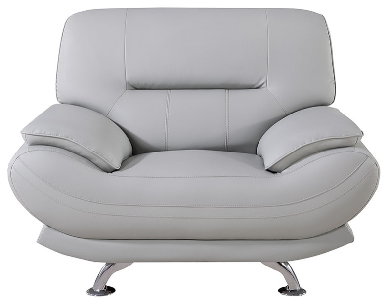 AE709 LG CHR Light Gray Color Chair with Faux Leather   Contemporary   Armchairs And Accent Chairs   by Homesquare  Houzz