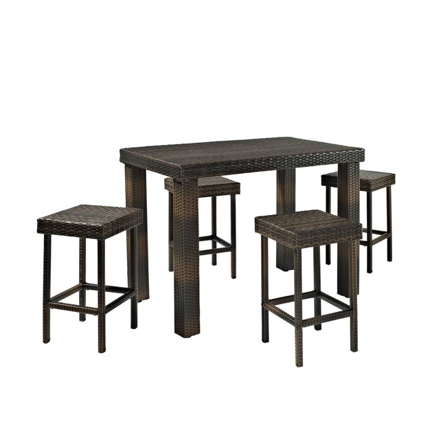 Palm Harbor 5pc Outdoor Wicker Counter Height Dining Set Brown Crosley