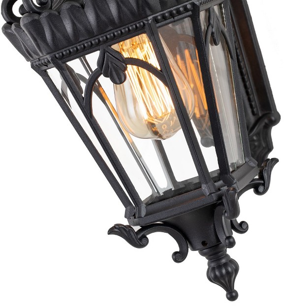 C Cattleya 1 light Matte Black Die cast Aluminum Outdoor Wall Lantern Sconce With Clear Tempered Glass