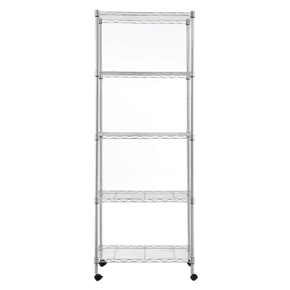 mzg Chrome 5-Tier Steel Utility Wire Garage Storage Shelving Unit with 4-Casters (30 in. W x 59 in. H x 14 in. D) E3575150OH501AC