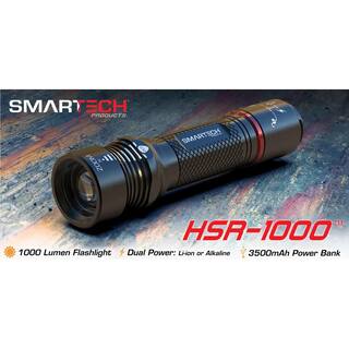 Smartech Products 1000 Lumens Dual Powered Rechargeable LED Flashlight and 2600 mAh Power Bank HSR-1000