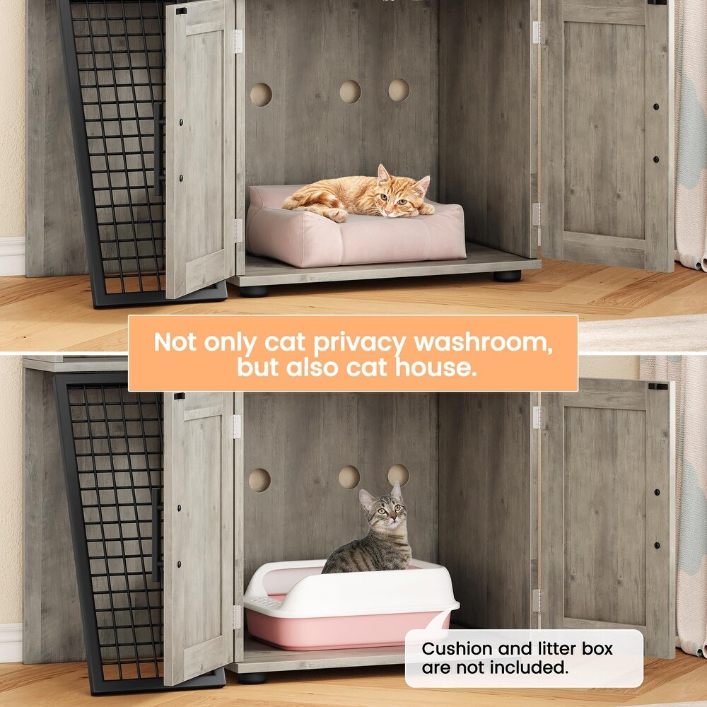 Modern Double Layer Cat Litter Box Enclosure  Hidden Cat Litter Box