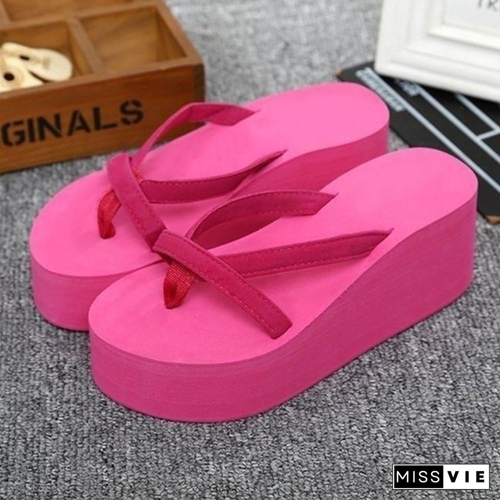 Women Casual Fashion Wedges Flip Flops Outdoor Slippers for Summer Platform Shoes