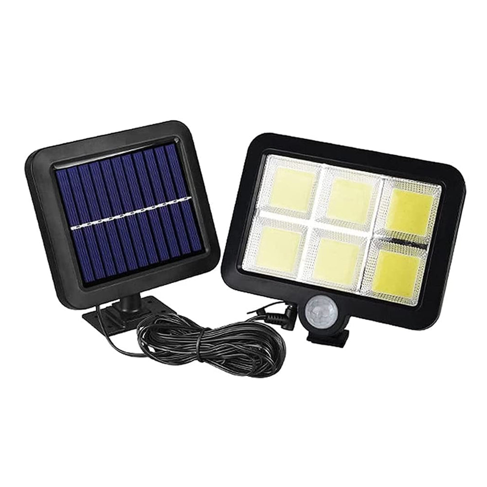 Aolyty Solar Motion Sensor Light， 16.4Ft Cable， Waterproof Solar Security Flood Lights， 3 Lighting Modes，120 COB LED for Yard Porch