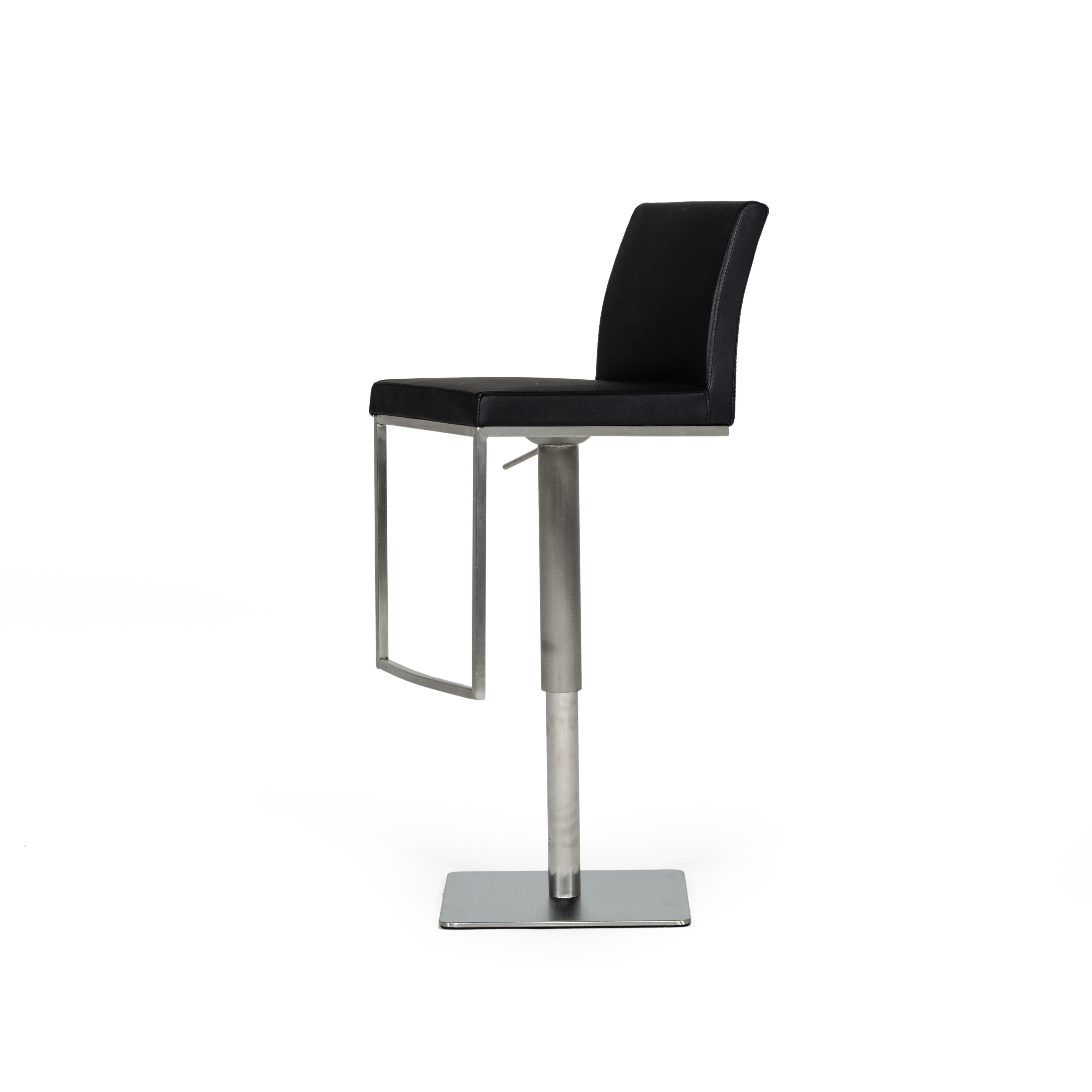 Modrest Folsum Modern Black and Brushed Stainless Steel Bar Stool