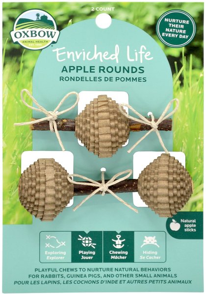 Oxbow Enriched Life Apple Rounds Small Pet Chew Toy， 2 count