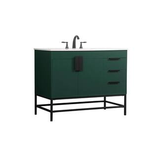 Timeless Home 22 in. W x 42 in. D x 33.5 in. H Bath Vanity in Green with Ivory White Quartz Top TH97684MGN