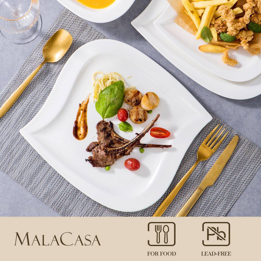 MALACASA Elvira 30-Piece Modern Ivory White Porcelain Dinnerware Set (Service for 6) ELVIRA-30