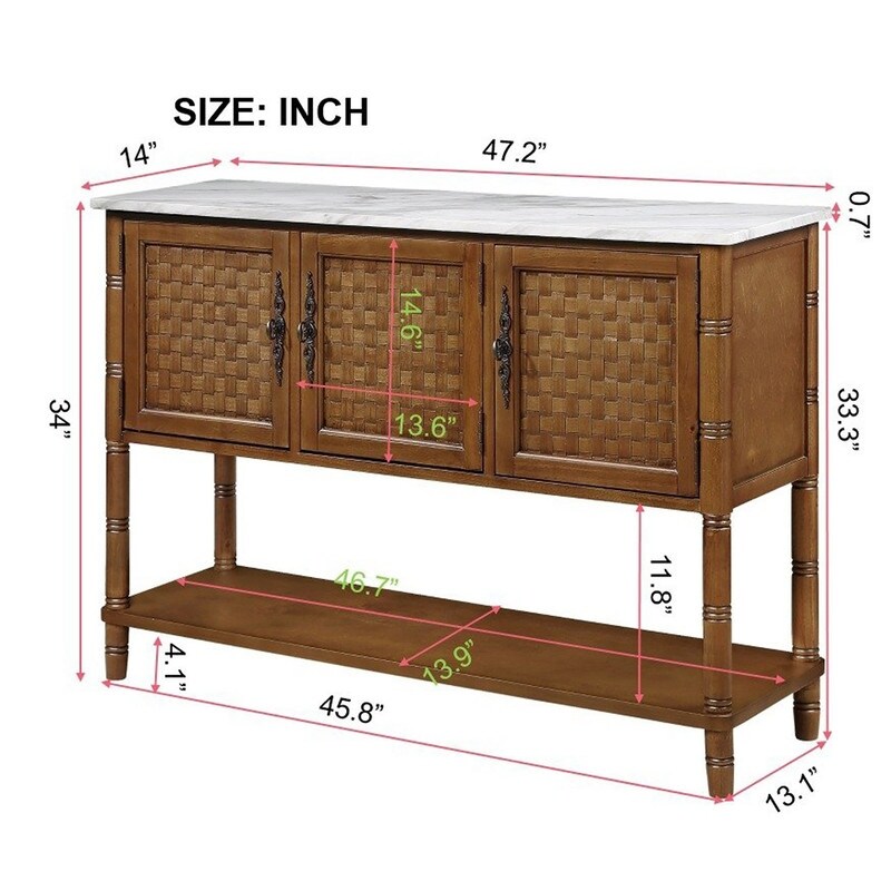 47'' Farmhouse   Modern Console Table with Storage Entryway Table with Open Shelf