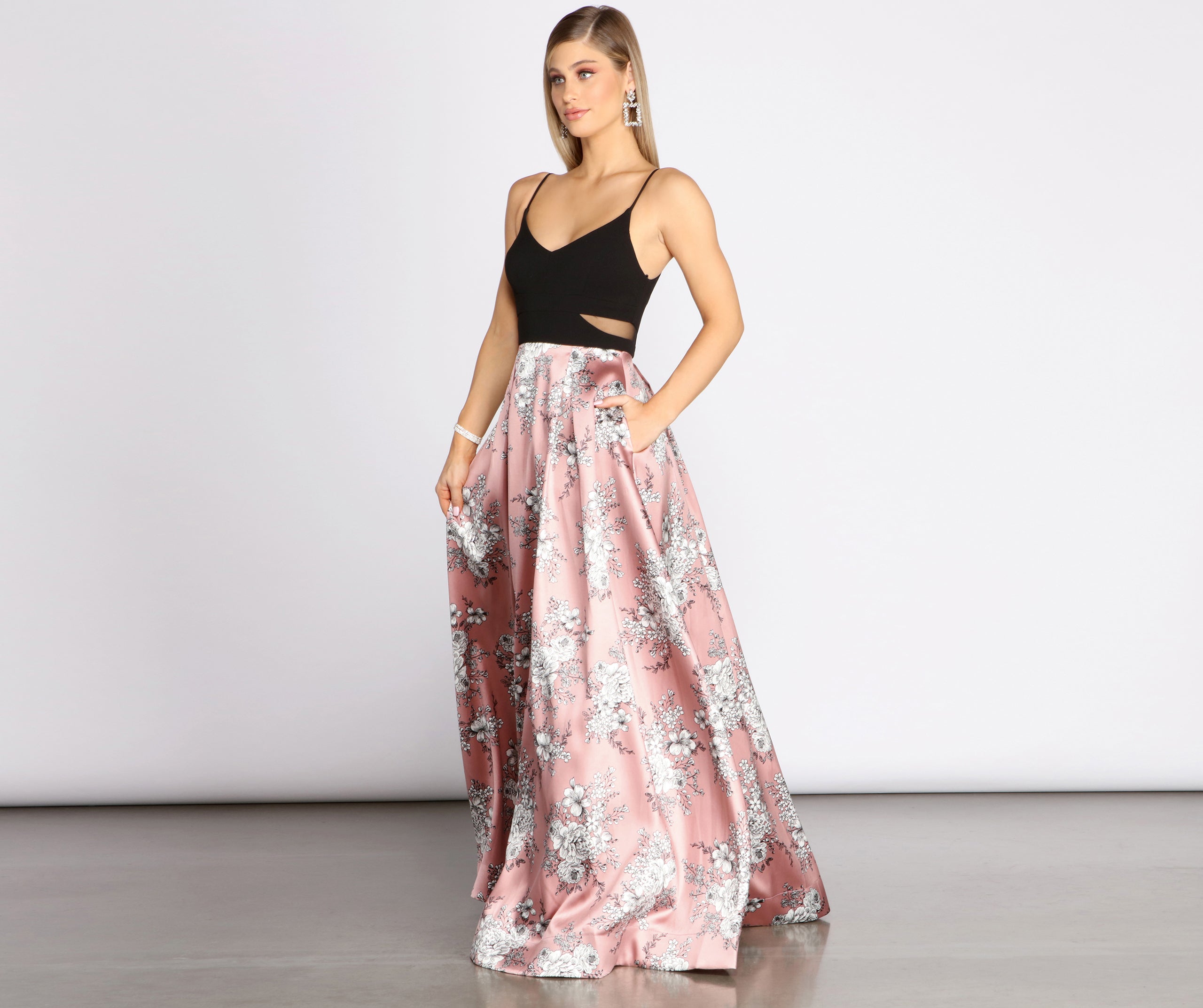 Billie Pleated Floral Ball Gown