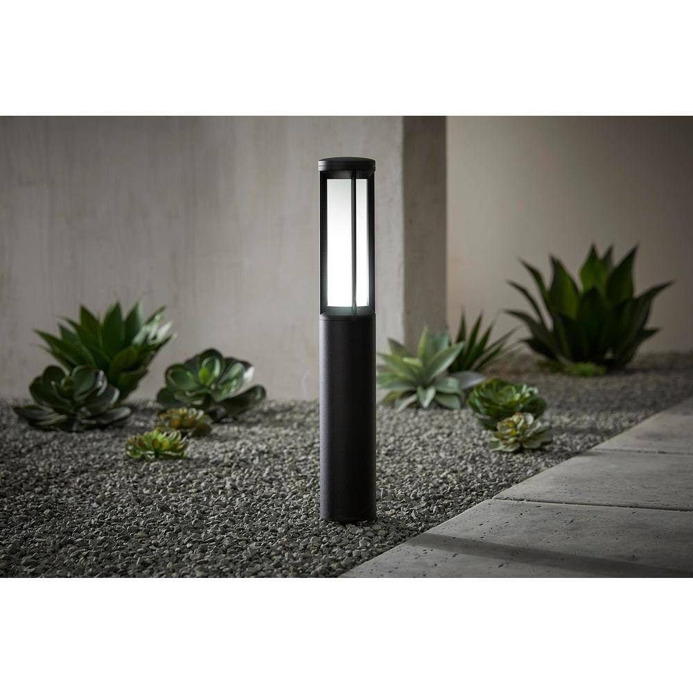 Hampton Bay Madison Low Voltage Black Integrated LED Path Light with Frosted Glass KCS1501LX-02