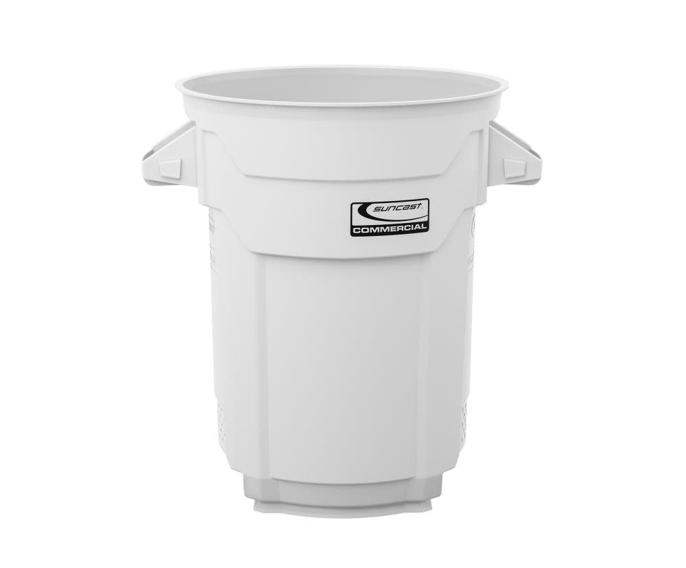 Plastic Utility Trash Can ; 20 Gallon， White