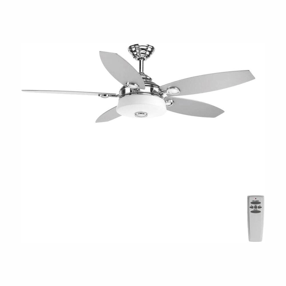 Progress Lighting Graceful Collection 54 in. LED Indoor Polished Chrome Modern Ceiling Fan with Light Kit and Remote P2544-1530K