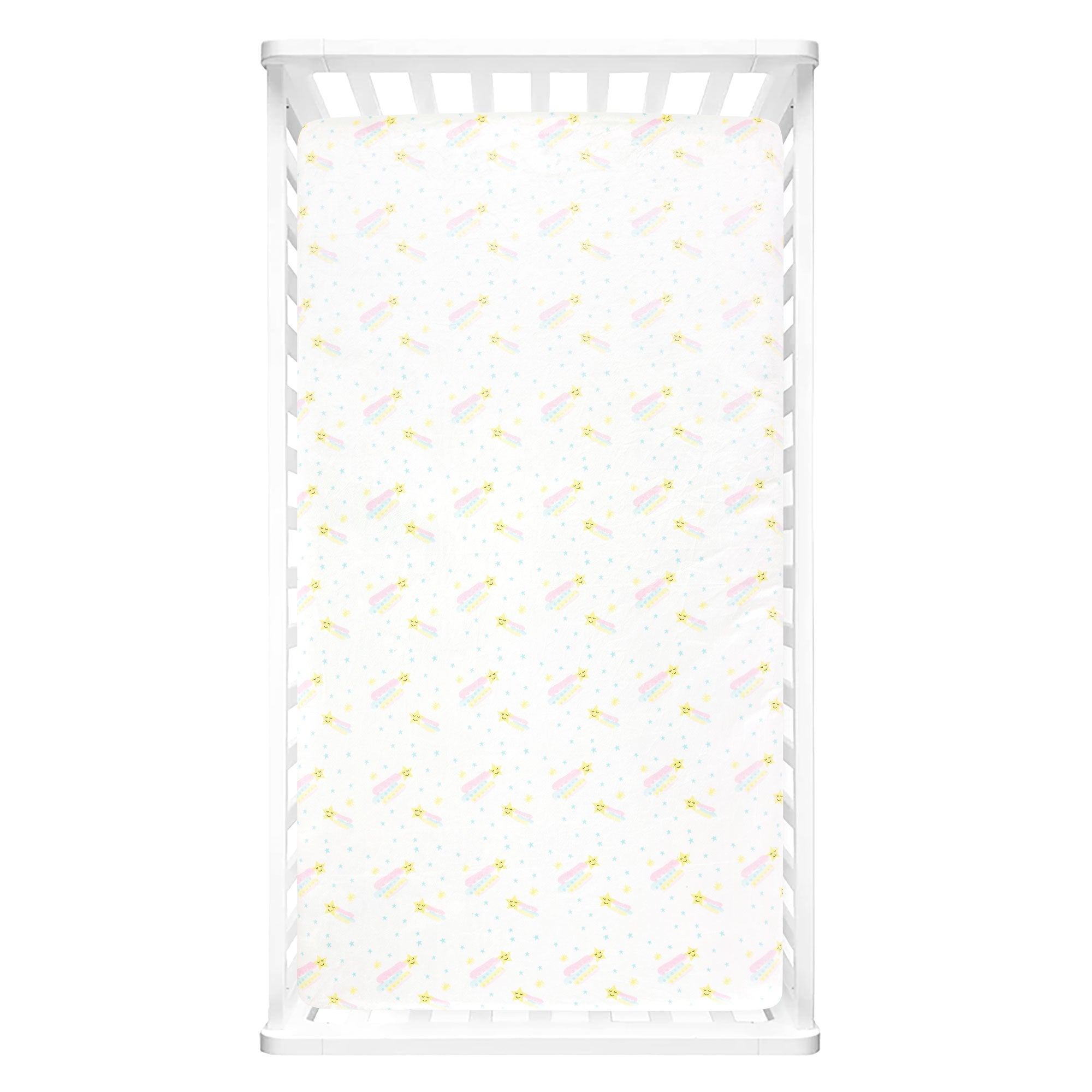 Sunshine Rainbow Shooting Stars Soft & Plush Fitted Crib Sheet