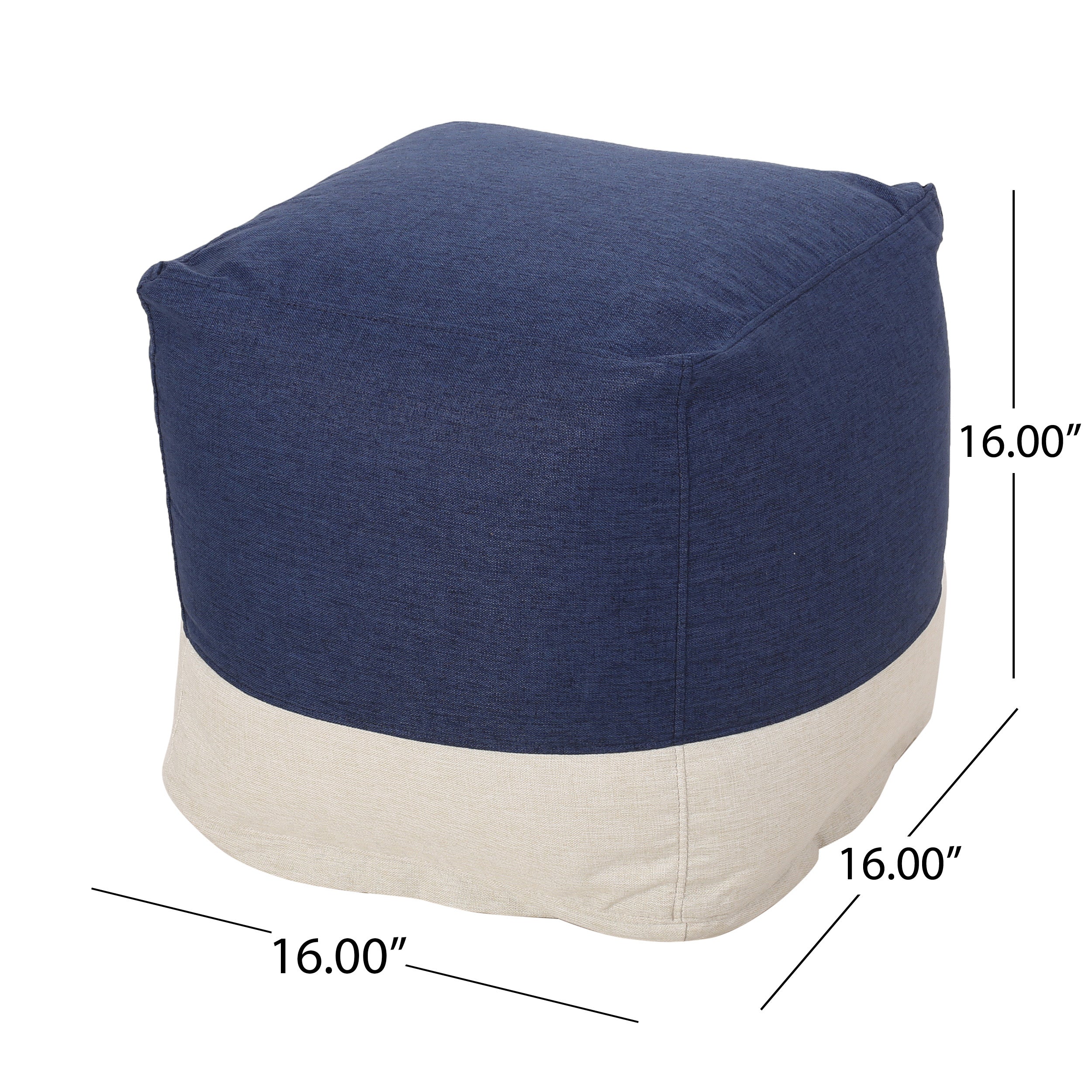 Punjab Tattnall Contemporary Two Tone Fabric Cube Pouf