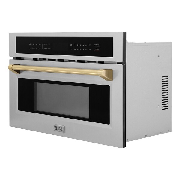 ZLINE Autograph Edition 30” 1.6 cu ft. Built-in Convection Microwave Oven in Stainless Steel and Champagne Bronze Accents