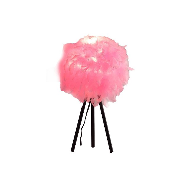 Hot Pink Feather Shade Tripod Modern Metal Table Lamp Ore International