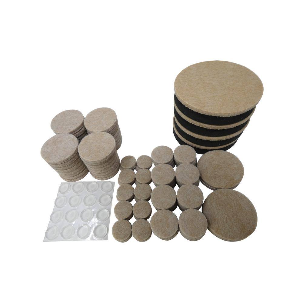 Everbilt Assorted Self-Adhesive Round Furniture Sliders Felt Pads for Hard Floors and Surface Bumpers Value Pack (108-Piece) 49032