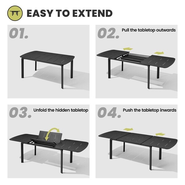 Extendable Patio Dining Table with Butterfly Leaf，Rectangular Extension Table，Expandable Outdoor Table