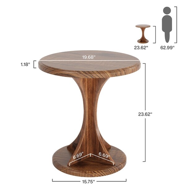 Small End Table，Wood Round Side Table for Living Room Bedroom