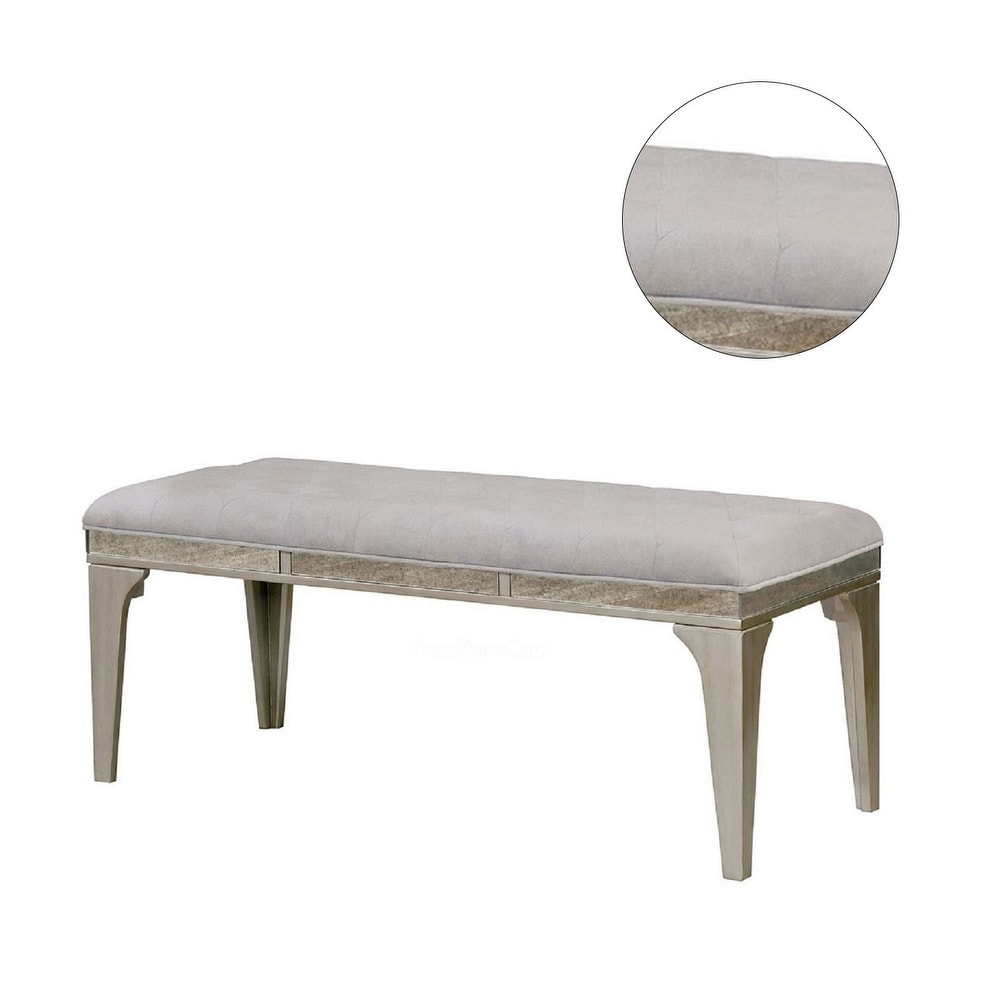 Dining Seating Bench in Silver and Light Gray